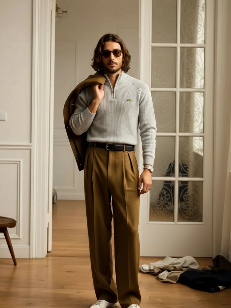 Men’s Knit Sweater – Elegant Quarter Zip Casual Everyday Knitwear