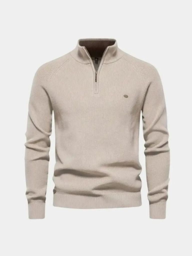 Men’s Knit Sweater – Elegant Quarter Zip Casual Everyday Knitwear