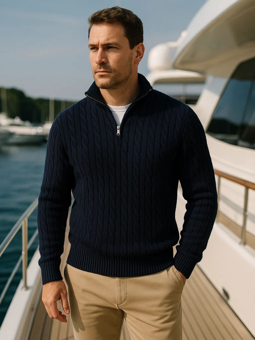 Men’s Knit Sweater – Essential Half Zip Casual Everyday Knitwear